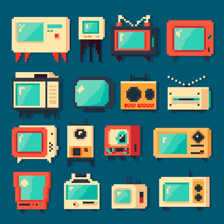 Free Vector flat design pixel art element collection