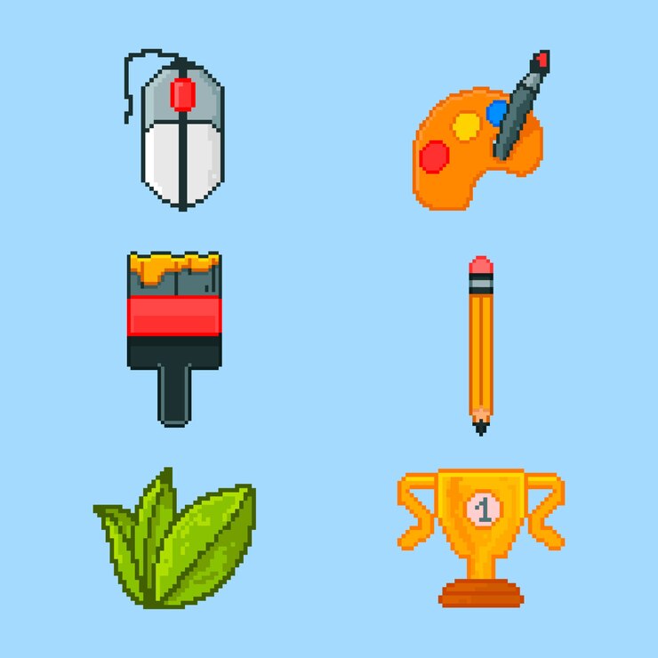 무료 Vector 평면 디자인 픽셀 아트 요소 컬렉션