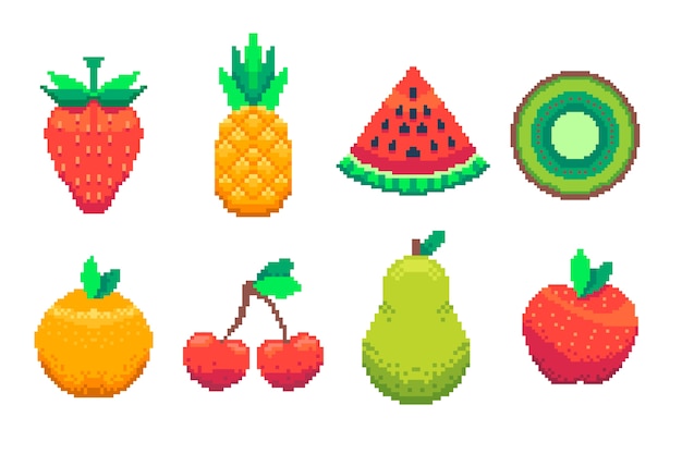 Free vector flat design pixel art food illustration