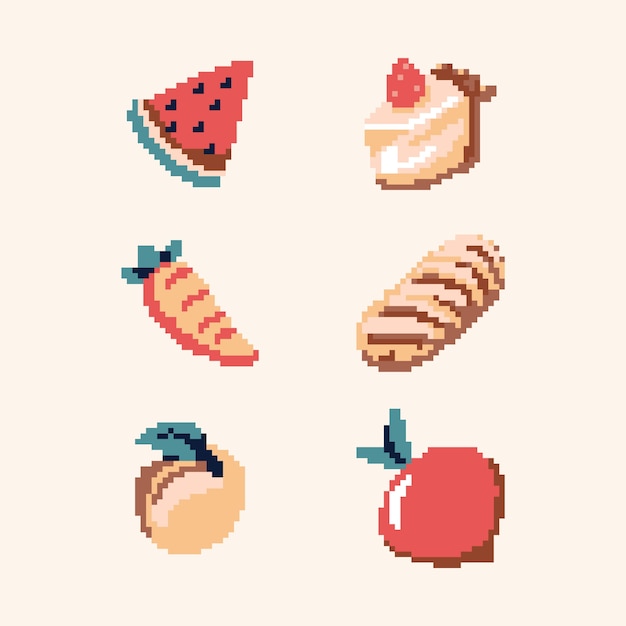 Free vector flat design pixel art food illustration