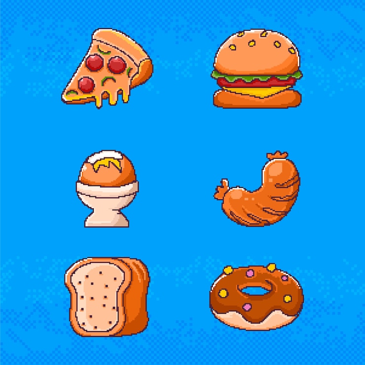 Free Vector flat design pixel art food illustration