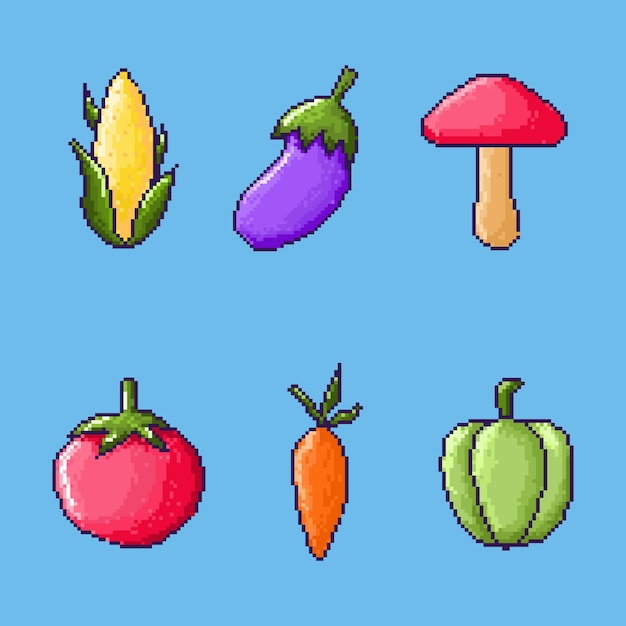 Vettore gratuito illustrazione di cibo pixel art design piatto