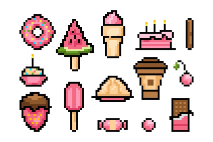 Free Vector flat design pixel art food illustration