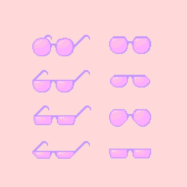 Free vector flat design pixel art thug life sunglasses illustration