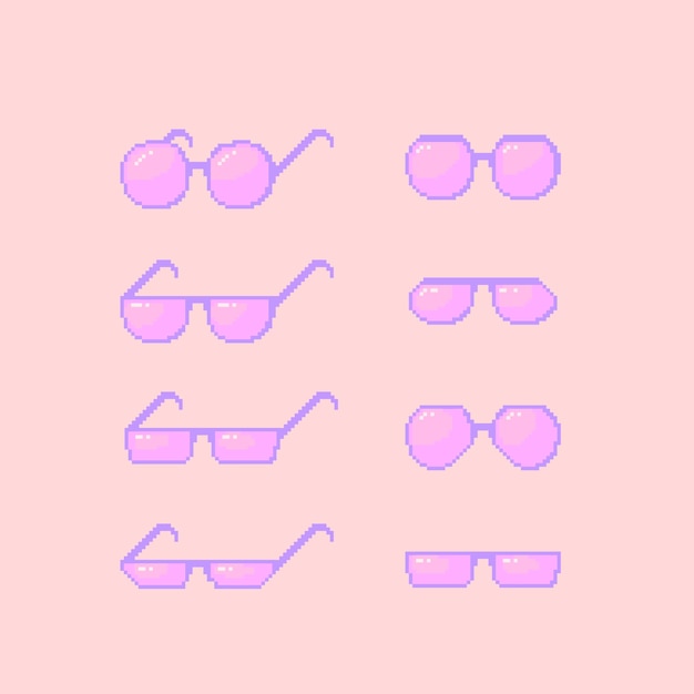 Flat design pixel art thug life sunglasses illustration