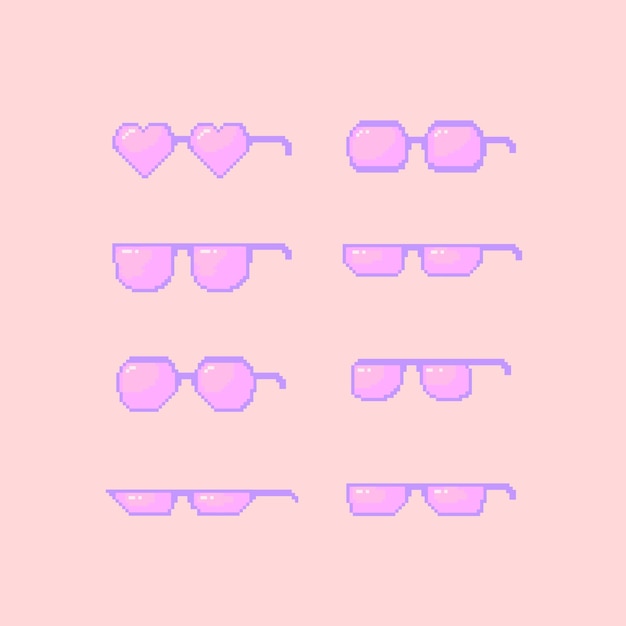 Free vector flat design pixel art thug life sunglasses illustration