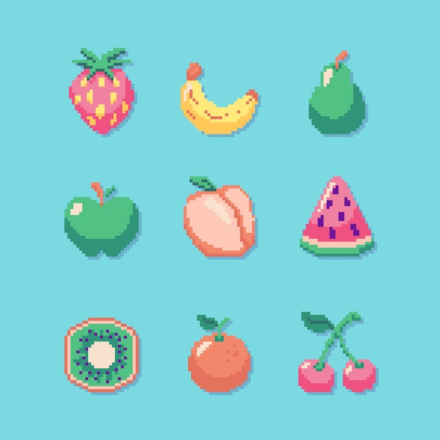 Flat design pixel food illustration