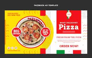 Vettore gratuito modello di facebook per pizza design piatto