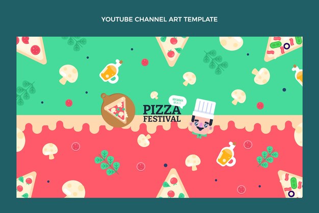 평면 디자인 피자 축제 youtube 채널 아트