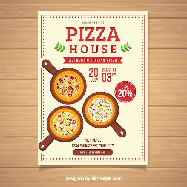 Flat design pizza offer flyer