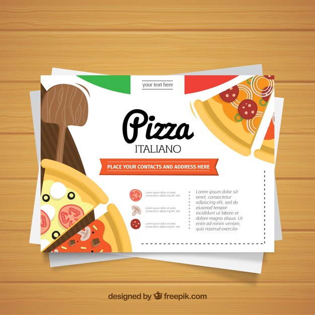 flat design pizza restaurant business card