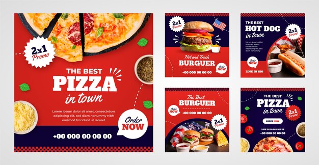 Free vector flat design pizza restaurant template