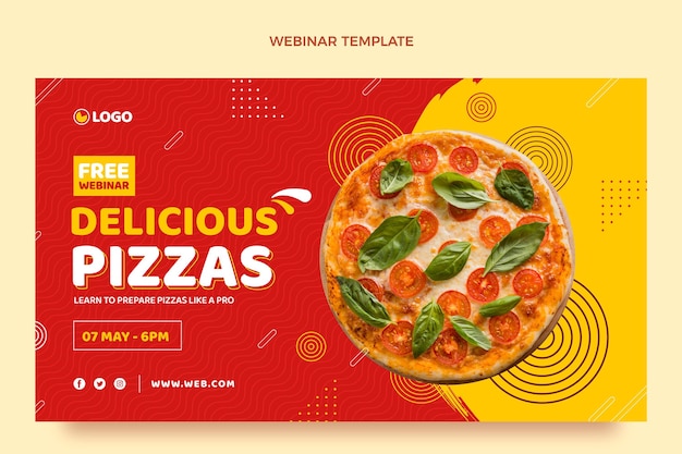 Vettore gratuito webinar pizza design piatto