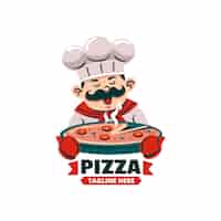 Бесплатное векторное изображение Винтажный логотип пиццерии с плоским дизайном