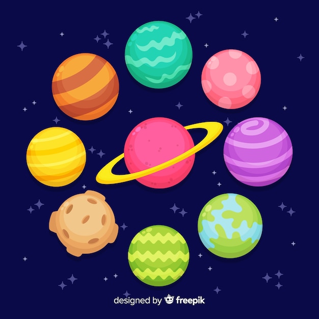 Free vector flat design planets collection