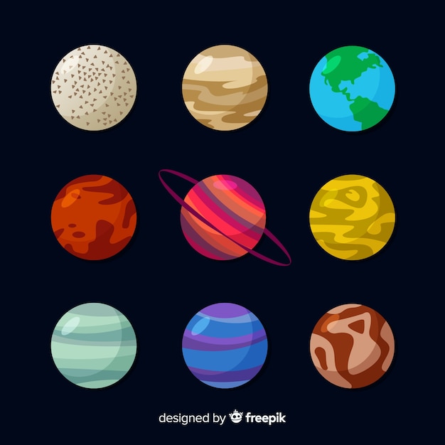 Flat design planets set