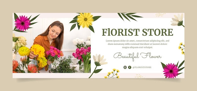 Free vector flat design plants florist job facebook cover