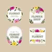 Free vector flat design plants florist job labels