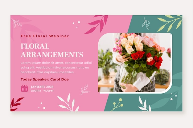 Flat design plants florist job webinar template