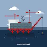 Free vector flat design platform marine engineering concept