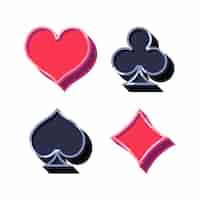 Бесплатное векторное изображение Иконный набор игровых карт с плоским дизайном