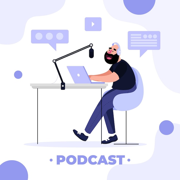Flat design podcast concept