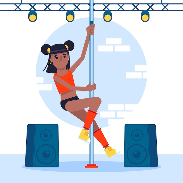 Illustrazione di pole dance design piatto