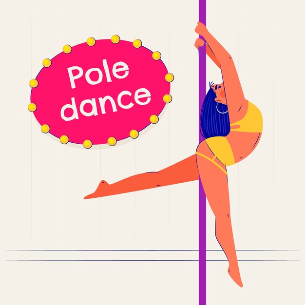 Vettore gratuito illustrazione di pole dance design piatto