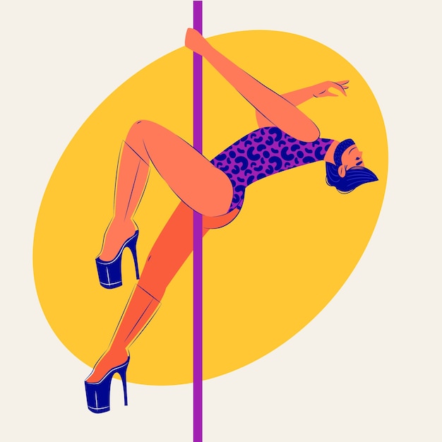 Flat design pole dance illustration