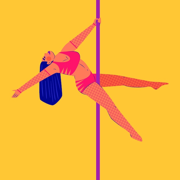 Flat design pole dance illustration