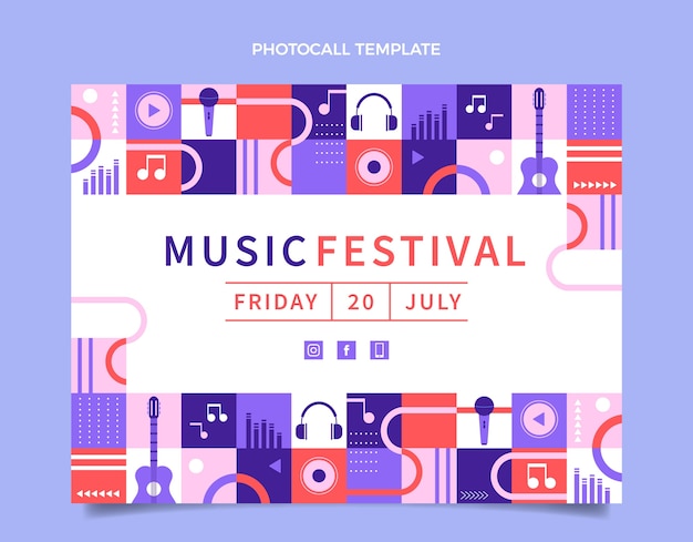 Flat design polygonal music festival photocall