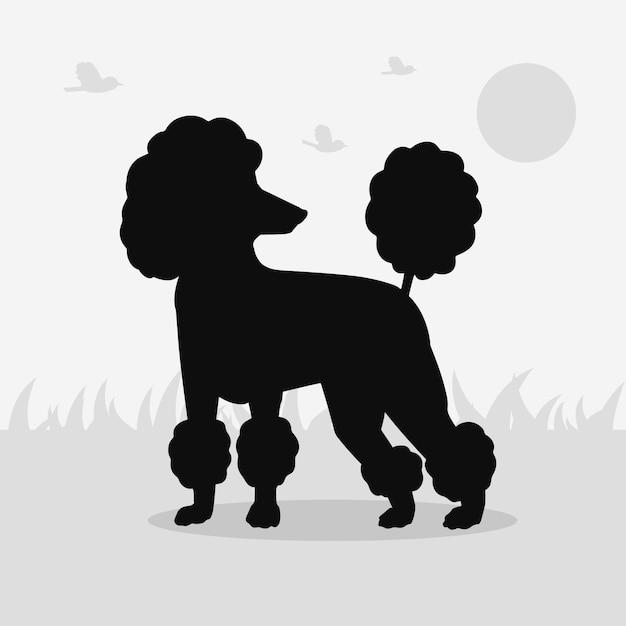 Flat design poodle silhouette illustration