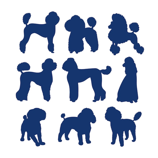 Free Vector flat design poodle silhouette set