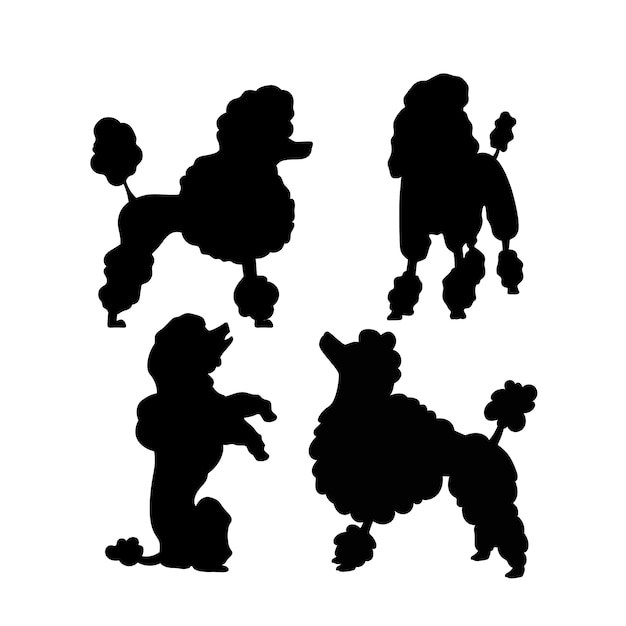 Free vector flat design poodle silhouette set