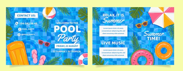 Free vector flat design of pool party brochure template