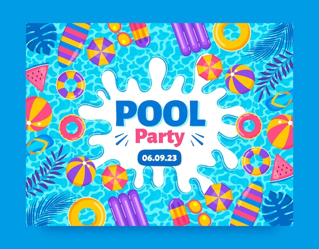 Free vector flat design pool party photocall template