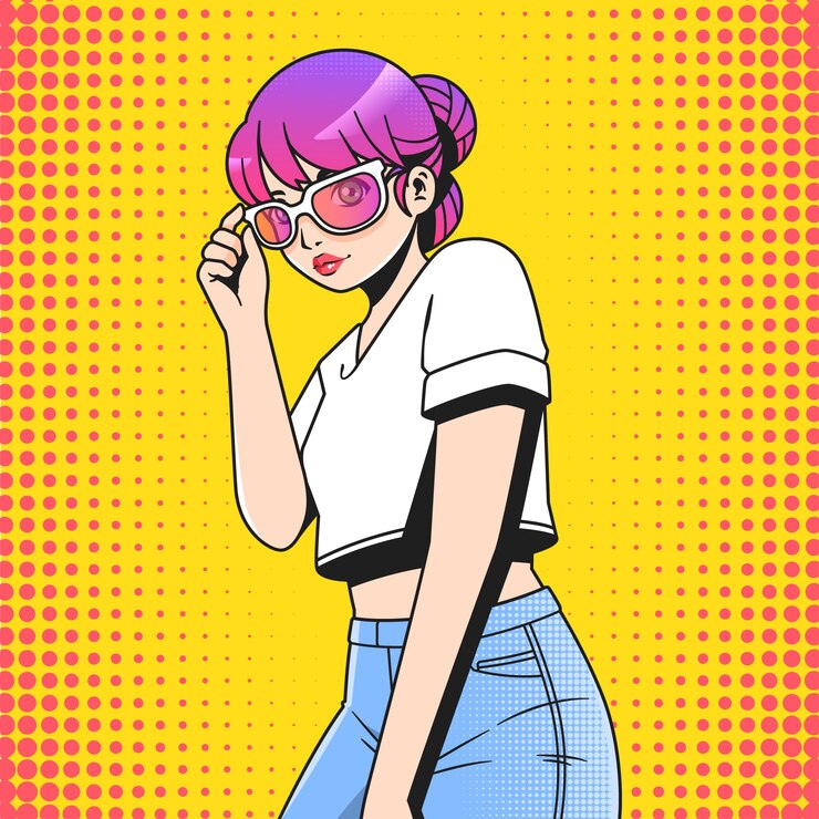 무료 Vector 평면 디자인 팝 아트 초상화