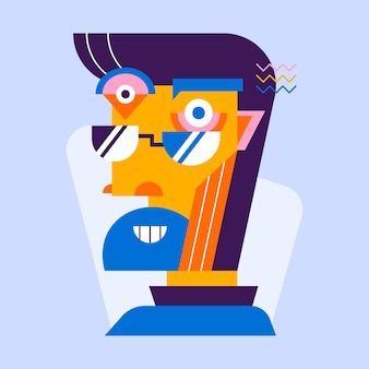 Flat design portrait with abstract shapes