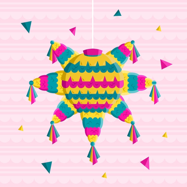 Flat design posada piñata illustration