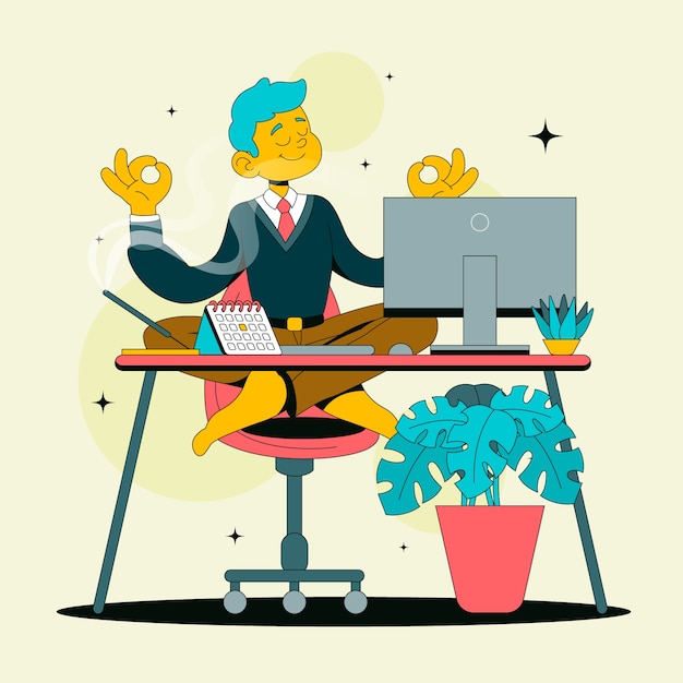 Free vector flat design positive working environment illustration