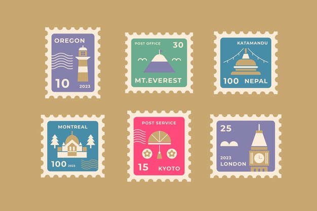 Flat design postage stamp