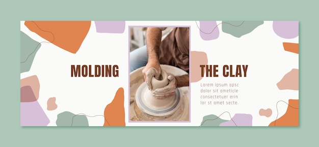 Free vector flat design pottery atelier facebook cover