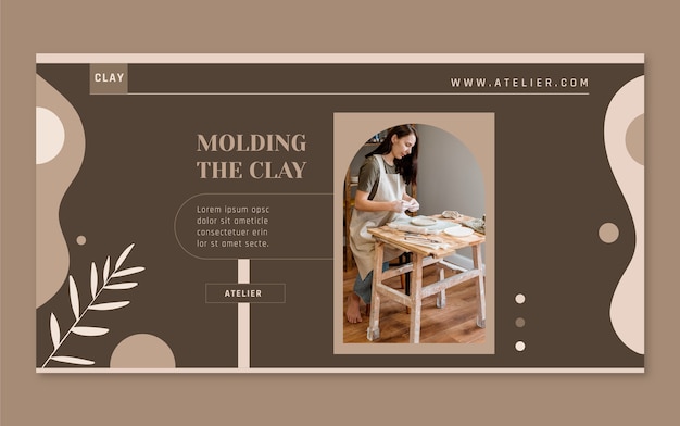 Flat design pottery atelier facebook post