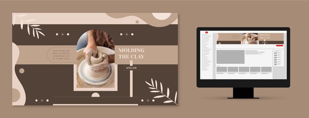 Flat design pottery atelier youtube channel art