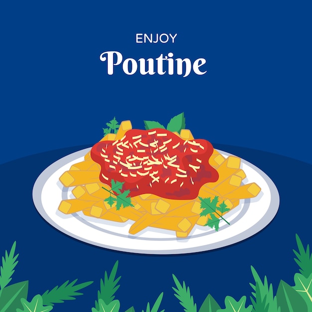 Vettore gratuito illustrazione poutine design piatto