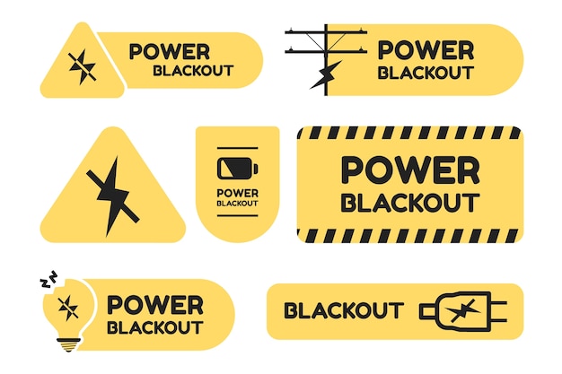 Flat design power outage labels