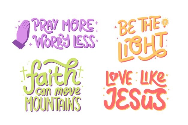 Flat design pray lettering collection