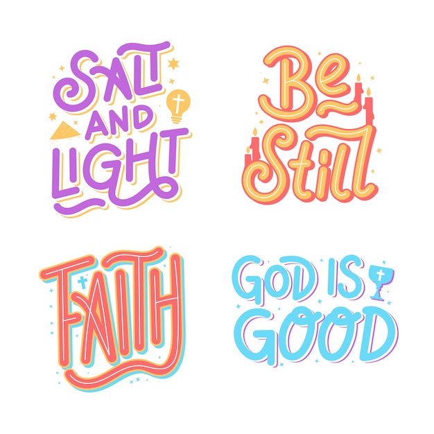 Flat design pray lettering collection