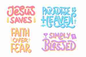 Free vector flat design pray lettering collection