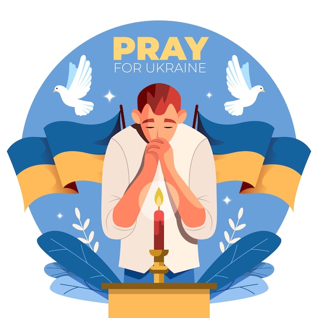 Free vector flat design pray for ukraine illustration